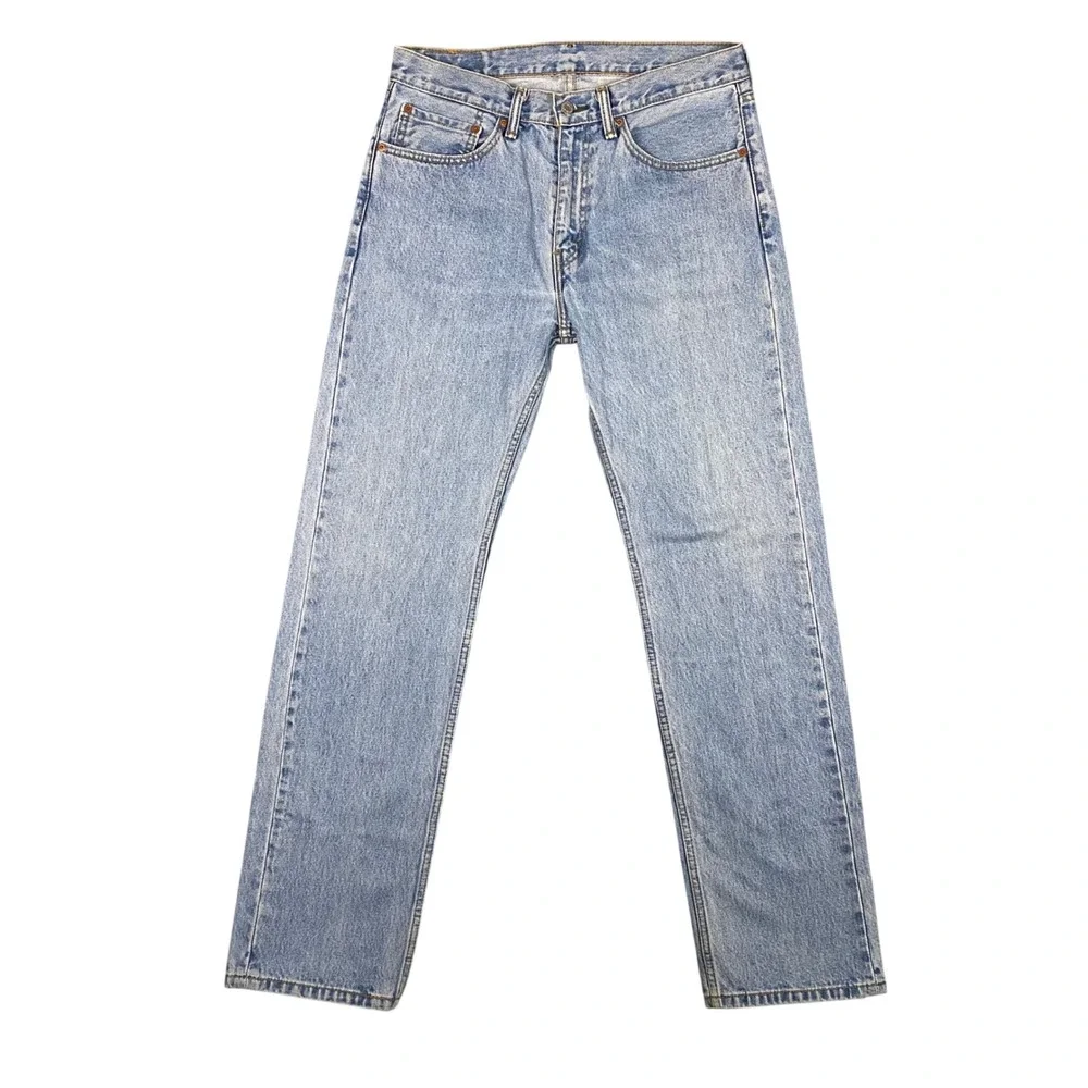 Levis 505 Regular Fit Straight Leg Light Wash Blue Mens Jeans Size‎ 34